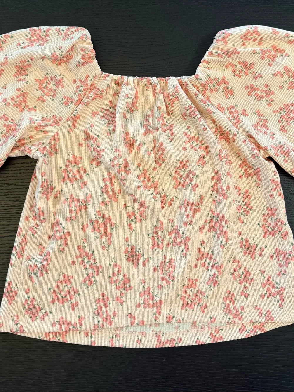 LOFT Peach-Pink Floral Puff Sleeve Blouse
